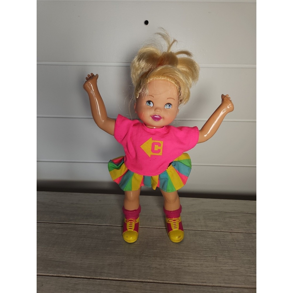 Mattel 90s Cheerleader Doll Blonde Hair Pink Shirt Colorful Skirt 14 Inch Toy - Picture 12 of 12
